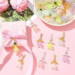 30 шт. 6 стиля подвесных украшений в виде ангела из акрила и стекла&nbsp;HJEW-FS00074