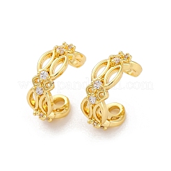 Серьги-каффы из латуни с микропаве из прозрачного кубического циркония&nbsp;EJEW-H147-01G