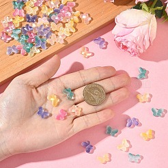 100шт 5 цвета двухцветные прозрачные окрашенные распылением стеклянные бусины&nbsp;GLAA-YW0005-20