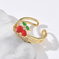 Латунные микропаве прозрачные кубические циркониевые эмалевые регулируемые манжеты для женщин&nbsp;RJEW-G350-01F-G