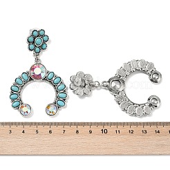 Серьги-гвоздики из сплава синтетической бирюзы&nbsp;LS-EJEW-U053-09A-AS