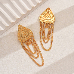 Серьги-гвоздики из сплава с подвеской в виде треугольника и цепочки&nbsp;KQ5554