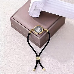 Браслеты-слайдеры из сплава с нейлоновой веревкой&nbsp;LS-BJEW-Z156-02G-02