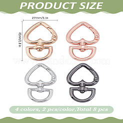 8 шт. 4 цвета поворотные застежки из сплава&nbsp;FIND-LP0004-45
