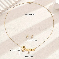 Модные комплекты серег-гвоздиков из нержавеющей стали с клевером и ожерелий с подвесками Word Princess для женщин&nbsp;QR4901-1