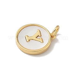Латунный паве натуральный ракушка плоский круглый с буквенными подвесками&nbsp;KK-Z115-13G-Y