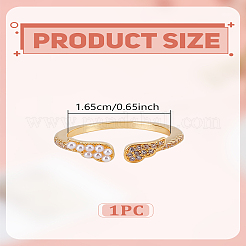 1 шт. латунные кольца-манжеты с микропаве из кубического циркония для женщин&nbsp;RJEW-LP0005-10