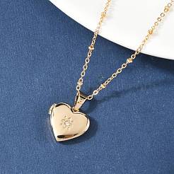 Ожерелья с подвеской в виде сердца из нержавеющей стали 304 с прозрачными кубическими цирконами для женщин&nbsp;NJEW-Z077-01G