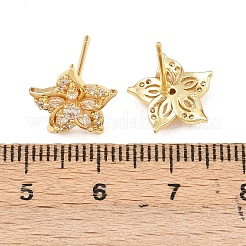 Серьги-гвоздики из латуни с микро-паве и прозрачным фианитом&nbsp;EJEW-F400-01D-G