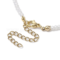 Стеклянные бусины с ожерельями-сердечками из ракушек&nbsp;NJEW-JN04681-02