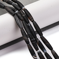 Нити бусин из натурального черного полосатого агата/полосатого агата&nbsp;G-G177-B02-01