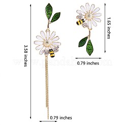 Асимметричные серьги с эмалью в виде ромашек и пчел&nbsp;JE963A