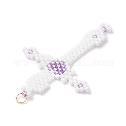 Подвески-кресты из стеклянного бисера&nbsp;PALLOY-MZ00947-02