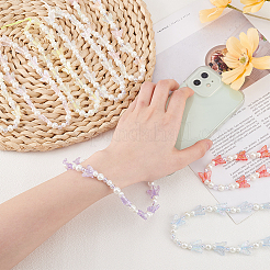 8 шт. 8-цветный ремешок для мобильного телефона с бусинами из смолы&nbsp;AJEW-AN0007-46