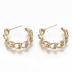 Полукруглые серьги-кольца из латуни&nbsp;X-KK-T062-38G-NF