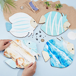 4шт 2 стиля украшения стены из дерева&nbsp;DIY-PH0033-10