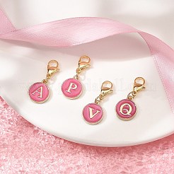 26 шт. 26 стиля плоская круглая подвеска с буквой a`z из сплава и эмали&nbsp;HJEW-JM02404