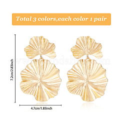 3 пара двухцветных сережек-гвоздиков в форме листа из сплава для женщин&nbsp;EJEW-FI0001-27