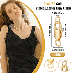 20 шт. латунные застежки-лобстеры&nbsp;KK-BBC0015-01A-G