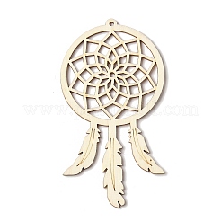 10 шт. плетеная сетка/паутина с перьями незаконченные заготовки деревянных подвесок для художественной росписи&nbsp;LS-FIND-R052-01B