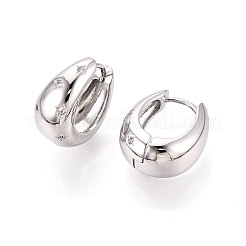 Серьги-кольца в форме капли с микропаве из прозрачных кубических цирконий из латуни&nbsp;EJEW-T048-26P