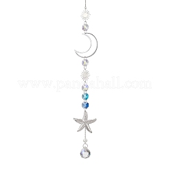 Подвесные ловцы солнца в виде морских звезд из нержавеющей стали и луны из латуни&nbsp;HJEW-JM04623