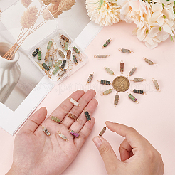 48 шт. подвески-соединители в виде колонн из латуни с натуральными смешанными драгоценными камнями 8 цветов&nbsp;PALLOY-HY00042