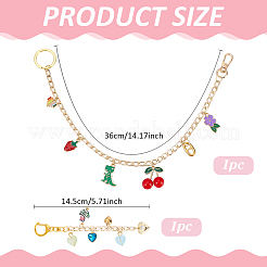Сплав эмаль со стеклянным сердцем динозавр вишня подвеска алюминиевая панцирная цепочка сумка декоративные цепи&nbsp;AJEW-PH01668