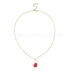 Женские цепочные ожерелья из нержавеющей стали 304 с подвеской в форме сердца из красного стекла с жемчужными самородками&nbsp;NJEW-JN05539