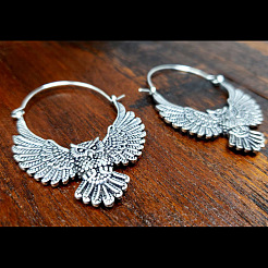 Серьги-кольца из сплава в стиле бохо в форме совы&nbsp;FS-WGF4BD1-01