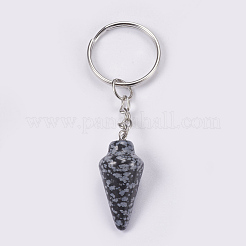 Брелок из натурального снежного обсидиана&nbsp;KEYC-P041-A010