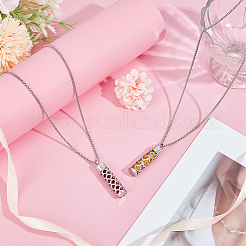 2 шт. 2 стиля антикоррозийных мини-ожерелья в виде полых колонн из нержавеющей стали в виде флаконов духов&nbsp;NJEW-DR0001-02C