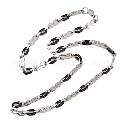 Женские ожерелья из цепочек с крестиками и овальными звеньями из нержавеющей стали 201&nbsp;NJEW-B143-02EBP