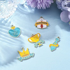 10 шт. 5 стиля подвески из сплава и эмали ко Дню отца&nbsp;ENAM-FP0002-18