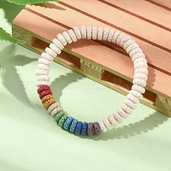 Эластичные браслеты из окрашенного натурального лавового камня и бисера&nbsp;BJEW-TA00342-02