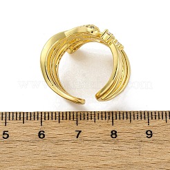 Латунные кольца-манжеты с микропаве и прозрачным цирконием для женщин&nbsp;RJEW-H248-01G-02