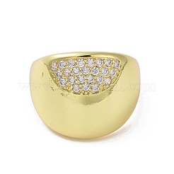 Открытая манжета из латуни с микропаве из прозрачного кубического циркония для женщин&nbsp;RJEW-M165-03A-G