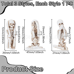 3 шт. 3 стиля скелета из смолы для украшения дома&nbsp;DJEW-WH0103-007
