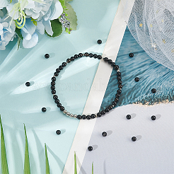 2 нити бусин из натурального черного оникса&nbsp;G-GO0001-15B