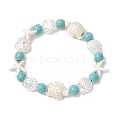 Синтетический бирюзовые бисером браслеты простирания&nbsp;BJEW-JB11861