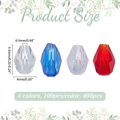 400шт 4 цвета прозрачные стеклянные бусины&nbsp;EGLA-ME0001-05