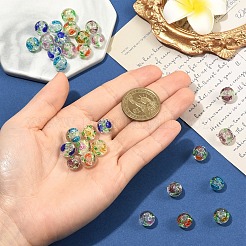 30 шт. 6-х цветные бусины ручной работы из фольги в технике лэмпворк&nbsp;FOIL-YW0001-04