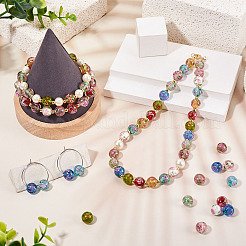 1 нить бусины ручной работы из песочного золота в технике лэмпворк&nbsp;LAMP-TA0002-09A