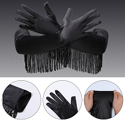 Свадебные перчатки из полиэстера с длинными кисточками&nbsp;AJEW-WH20020-001B