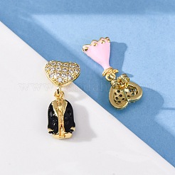 Серьги-гвоздики с цирконом из латуни&nbsp;EJEW-D322-03G-01