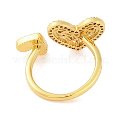 Открытые манжеты из латуни с микропаве и прозрачным фианитом&nbsp;RJEW-U009-04F-G