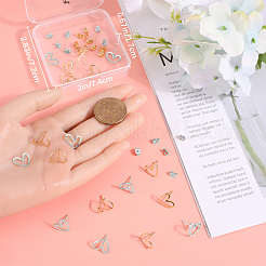 20 шт. двухцветные латунные серьги-гвоздики в форме сердца&nbsp;KK-BBC0021-99