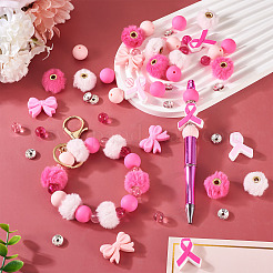 48 шт. набор украшений для самостоятельной сборки на тему осведомленности о раке груди&nbsp;DIY-TA0013-60