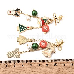 Серьги-гвоздики с эмалевым сплавом на рождественскую тематику&nbsp;EJEW-TA00688