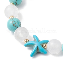 Браслеты из синтетической бирюзы и натурального кварцевого кристалла с бусинами для женщин&nbsp;BJEW-TA00629